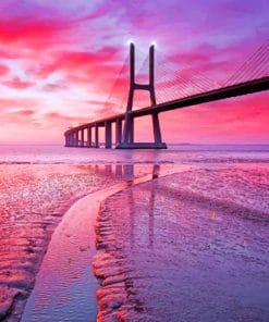 Vasco Da Gama Bridge Sunset paint by numbers