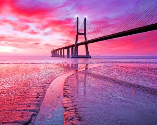 Vasco Da Gama Bridge Sunset paint by numbers