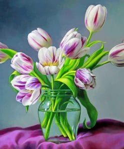 White And Purple Tulips Glass paint by numbers