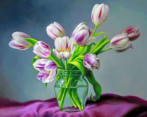 White And Purple Tulips Glass paint by numbers