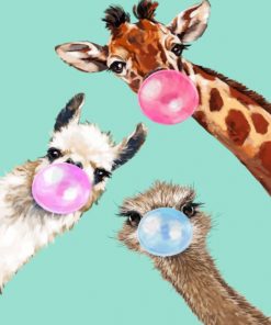 Animals With Bubble Gum paint By Numbers