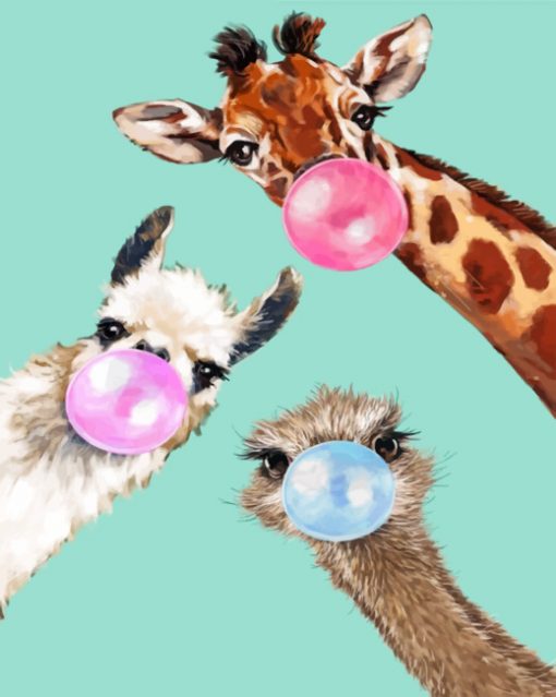 Animals With Bubble Gum paint By Numbers