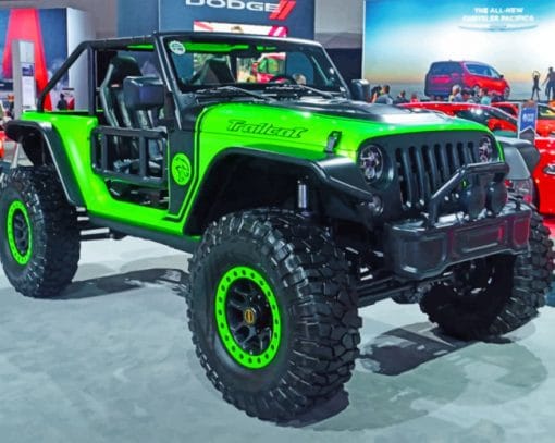 Green And Black Jeep paint By Numbers