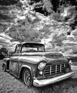 Black And White Old Chevy paint By Numbers