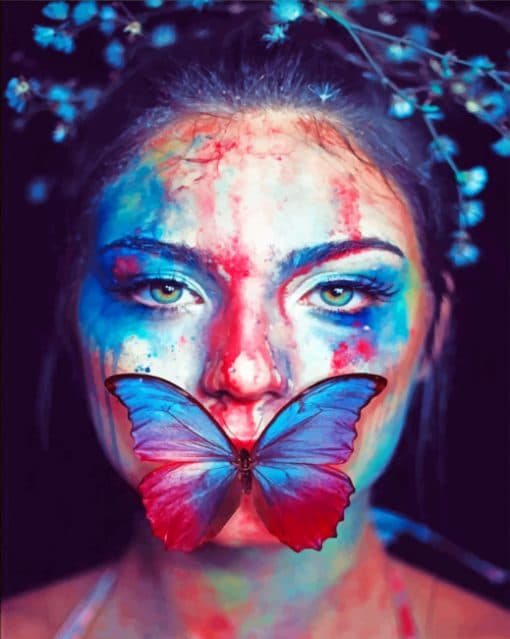 Butterfly On Girl Mouth paint By Numbers