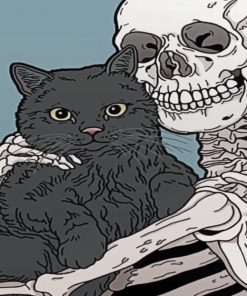 Cat And Skeleton paint By Numbers