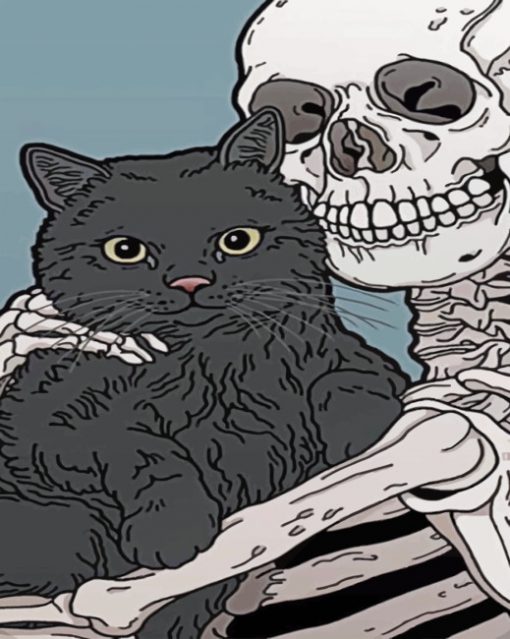 Cat And Skeleton paint By Numbers