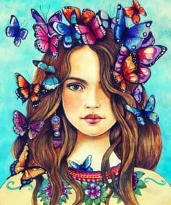 Girl With Butterflies paint By Numbers