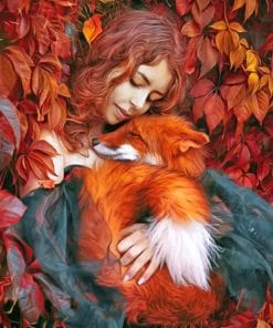 Girl With Red Fox paint BY numbers