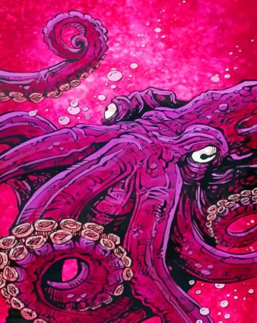 Pink Octopus paint by Numbers