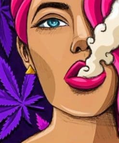 Pink Girl Smoking Weed paint By Numbers