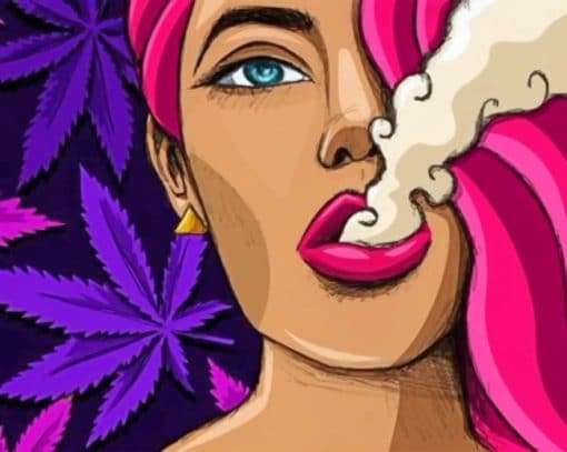 Pink Girl Smoking Weed paint By Numbers