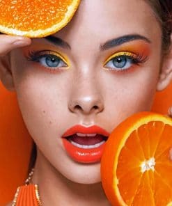 Pose With Orange Fruit paint By Numbers