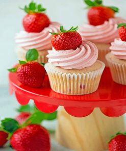 Strawberry Cupcakes paint By Numbers