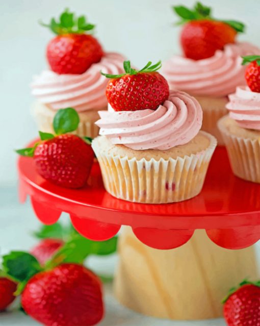 Strawberry Cupcakes paint By Numbers