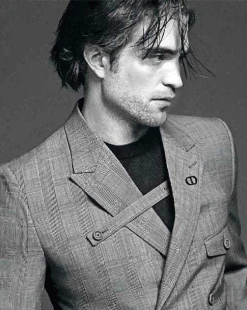 White And Black Robert Pattinson paint by Numbers