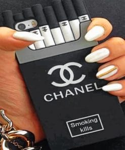 White And Gold Chanel Nails paint By numbers