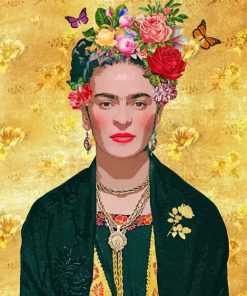 Frida With Flowers And Butterflies paint by numbers