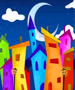 Colorful Buildings Art paint by numbers