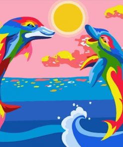 Colorful Dolphins paint by numbers