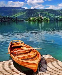 Wooden-Canoe-in-Lake-paint-by-numbers