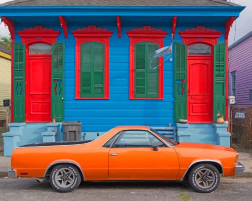 Orange Pick Up Chevy paint by numbers