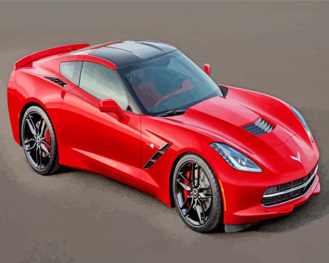 Red Corvette Grand Sport paint by numbers