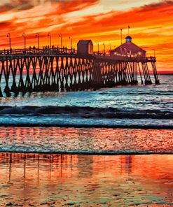 sunset-Imperial-Beach-California-pier-paint-by-numbers