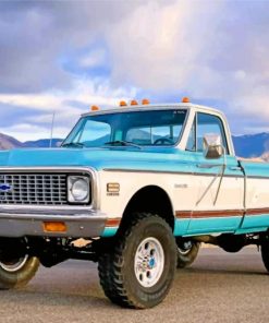 White And Blue Chevy Blazer paint by numbers