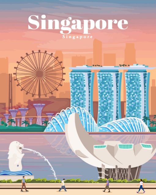 Asia Singapore Poster paint by numbers