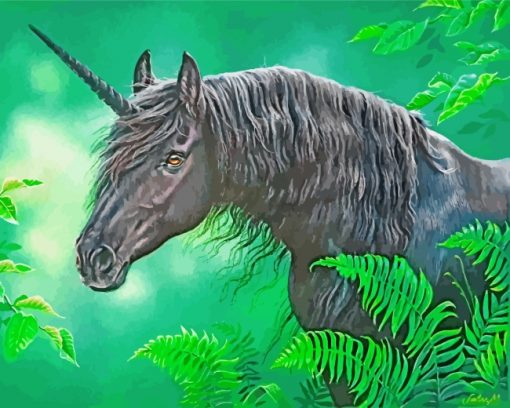 Black Unicorn Horse Paint by numbers