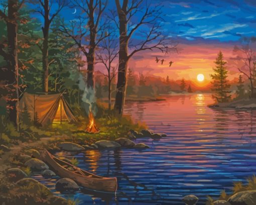 Camp By Lake paint by numbers