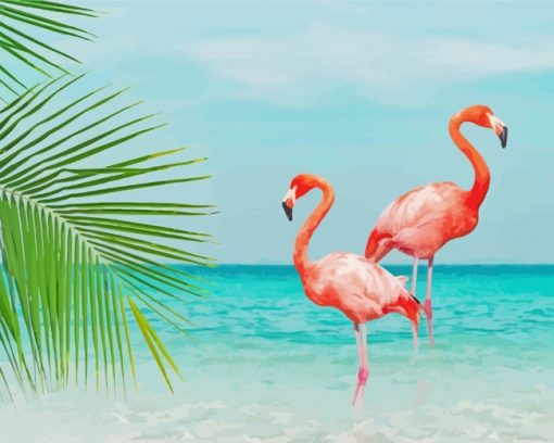 Flamingos In Sea paint by numbers