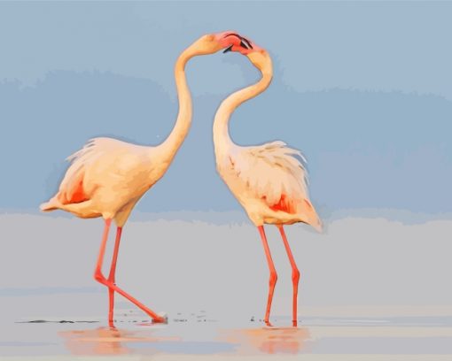 Flamingos Kiss paint by numbers