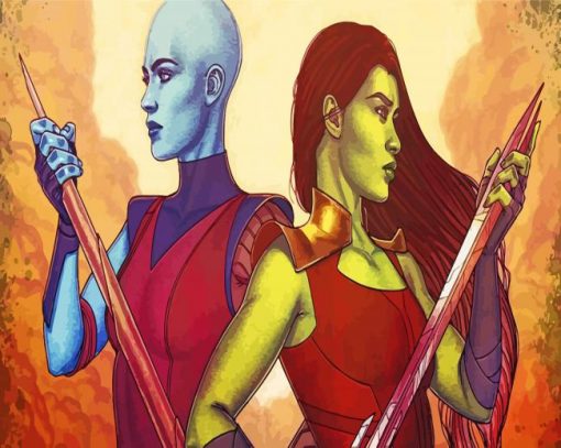 Gamora And Nebula paint by numbers