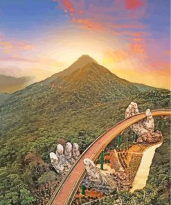 Golden Bridge Vietnam At Sunset paint by numbers