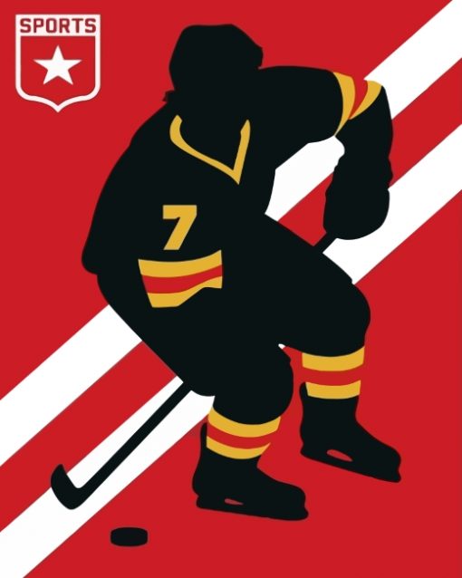 Ice Hockey Silhouette Poster paint by numbers