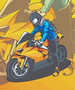 Illustration Motorcycle Driver paint by numbers