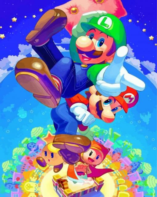 Luigi And Super Mario paint by numbers