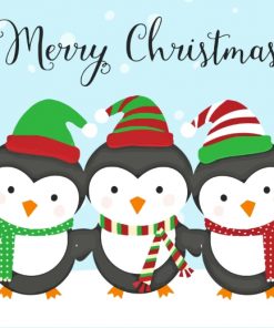 Merry Christmas Penguins Paint by numbers