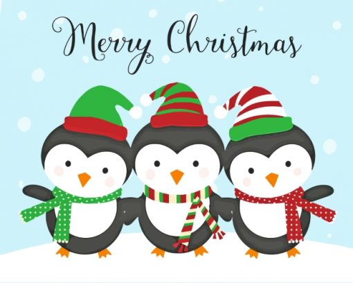 Merry Christmas Penguins Paint by numbers