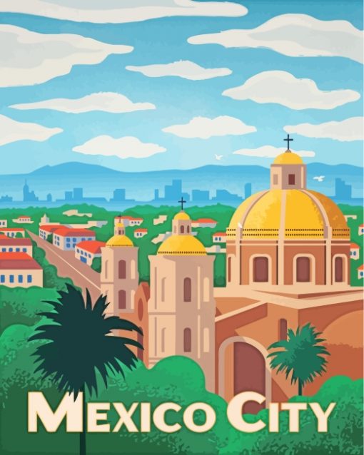 Mexico Cit Travel Poster paint by numbers