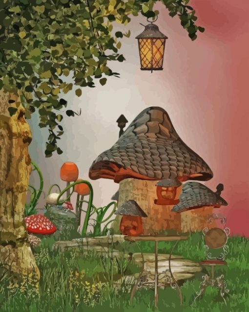 Mushroom House paint by numbers