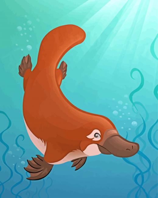 Brown Platypus Underwater paint by numbers