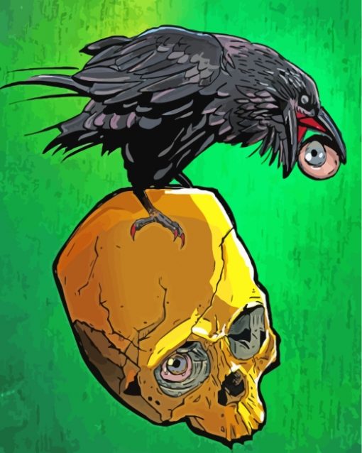 Raven On Skull paint by numbers