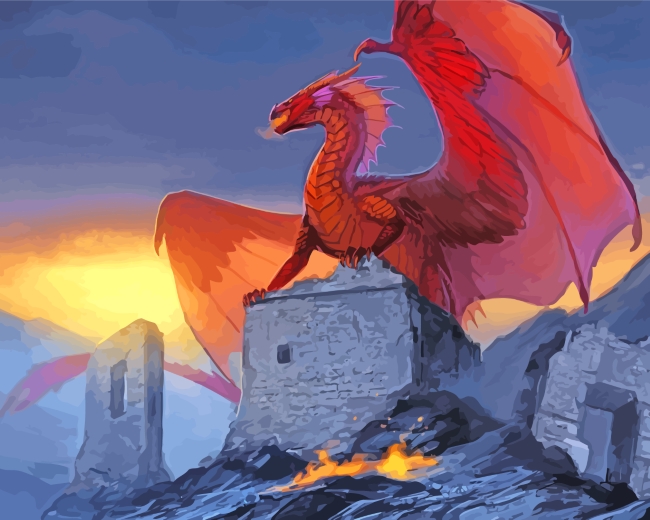 Red Fire Dragon Paint by numbers