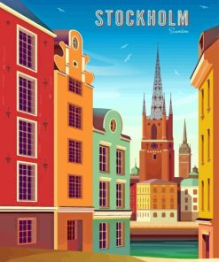 Stockholm Sweden Poster paint by numbers