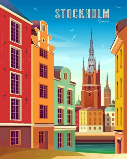 Stockholm Sweden Poster paint by numbers