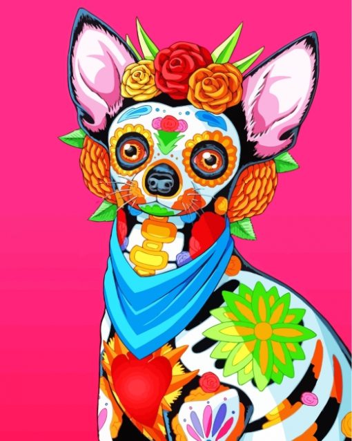 Chihuahua Day Of The Dead paint by numbers