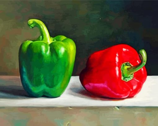 Green And Red Peppers paint by numbers